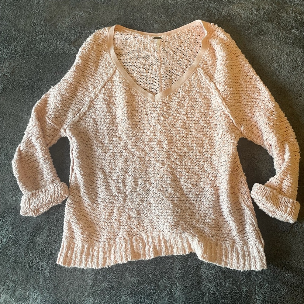 Free People Pink Oversized Sweater